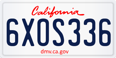 CA license plate 6XOS336