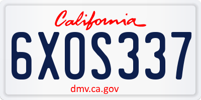 CA license plate 6XOS337
