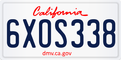 CA license plate 6XOS338