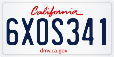 CA license plate 6XOS341