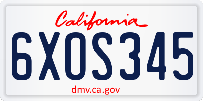 CA license plate 6XOS345
