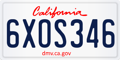 CA license plate 6XOS346