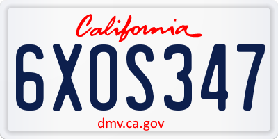 CA license plate 6XOS347