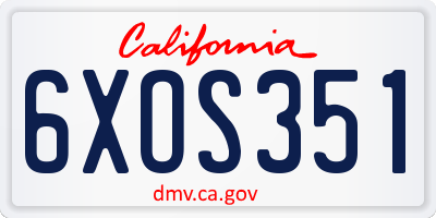 CA license plate 6XOS351