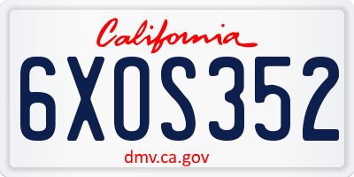 CA license plate 6XOS352