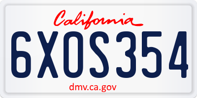 CA license plate 6XOS354