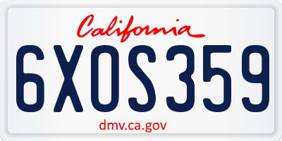 CA license plate 6XOS359