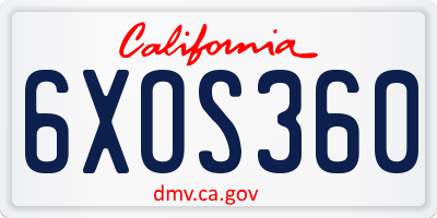 CA license plate 6XOS360