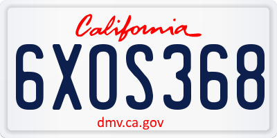 CA license plate 6XOS368