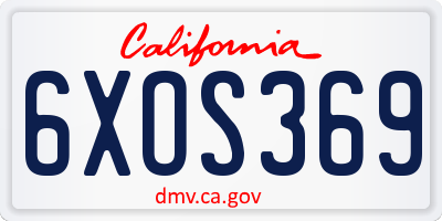 CA license plate 6XOS369