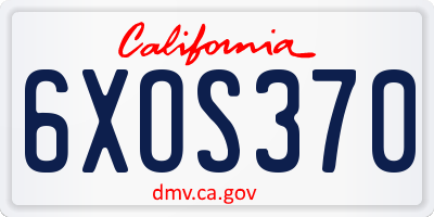 CA license plate 6XOS370