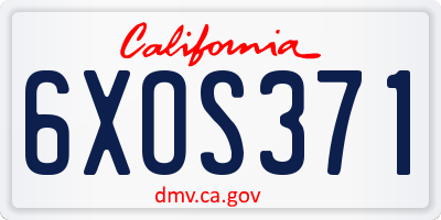 CA license plate 6XOS371