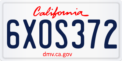 CA license plate 6XOS372