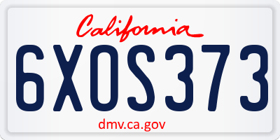 CA license plate 6XOS373
