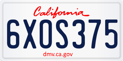 CA license plate 6XOS375