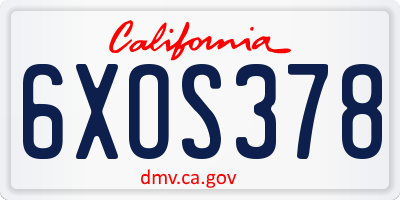 CA license plate 6XOS378
