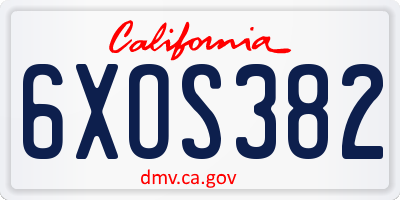 CA license plate 6XOS382
