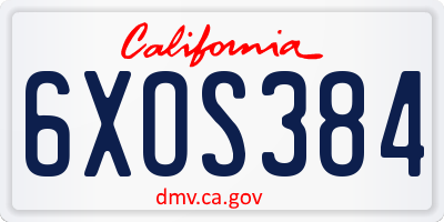 CA license plate 6XOS384