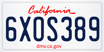 CA license plate 6XOS389