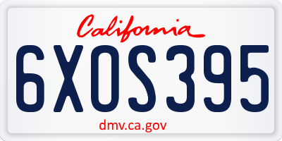 CA license plate 6XOS395
