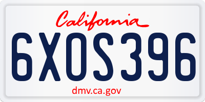 CA license plate 6XOS396