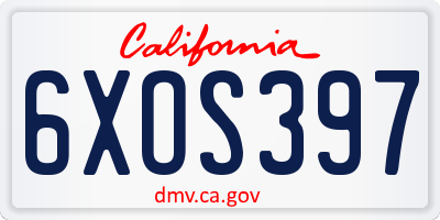 CA license plate 6XOS397