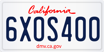 CA license plate 6XOS400