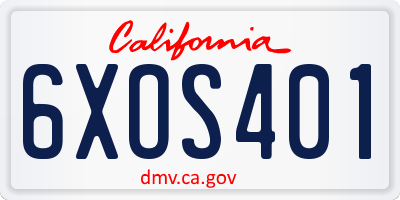 CA license plate 6XOS401