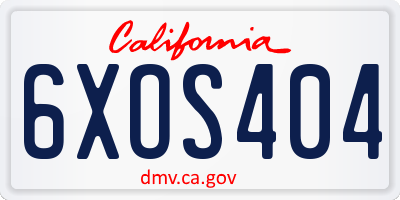 CA license plate 6XOS404
