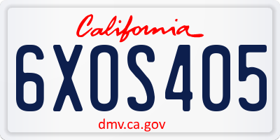 CA license plate 6XOS405