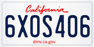 CA license plate 6XOS406