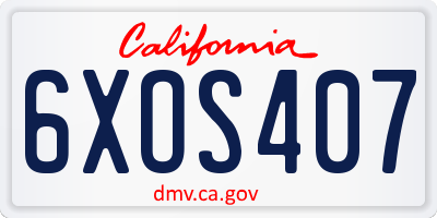 CA license plate 6XOS407