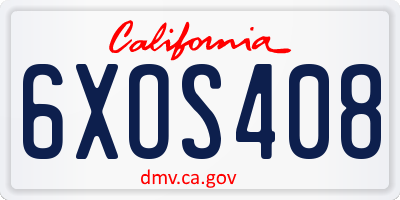 CA license plate 6XOS408