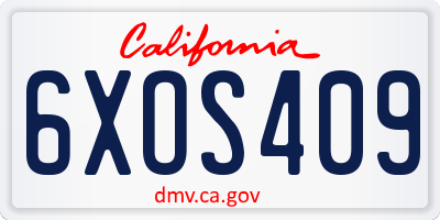 CA license plate 6XOS409