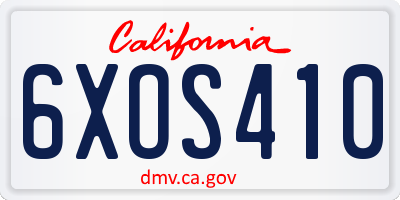 CA license plate 6XOS410