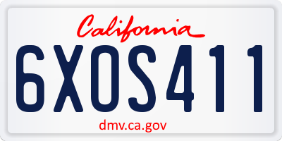 CA license plate 6XOS411