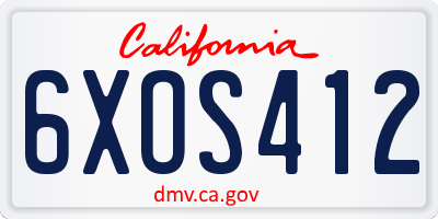 CA license plate 6XOS412