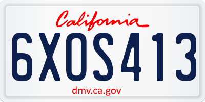 CA license plate 6XOS413