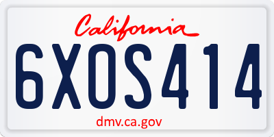 CA license plate 6XOS414
