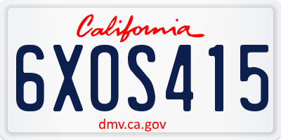 CA license plate 6XOS415
