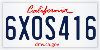 CA license plate 6XOS416