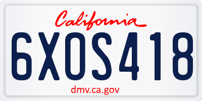 CA license plate 6XOS418