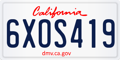 CA license plate 6XOS419