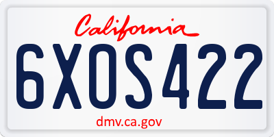 CA license plate 6XOS422