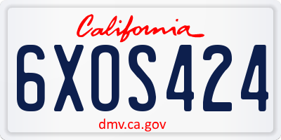 CA license plate 6XOS424