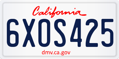 CA license plate 6XOS425