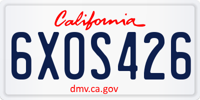 CA license plate 6XOS426