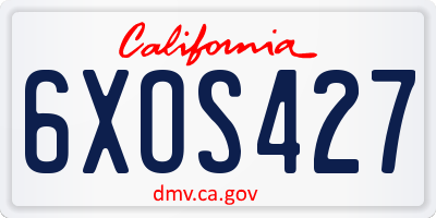 CA license plate 6XOS427
