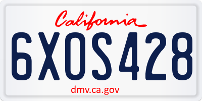 CA license plate 6XOS428