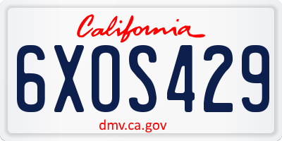 CA license plate 6XOS429